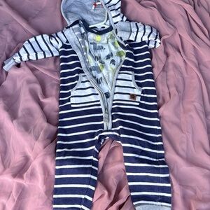 Bundle Carter's Gray and Navy Striped Baby Zip Hoodie